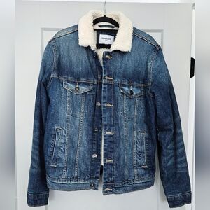 Goodfellow & Co Men's Blue Denim Jacket with White Sherpa Lining